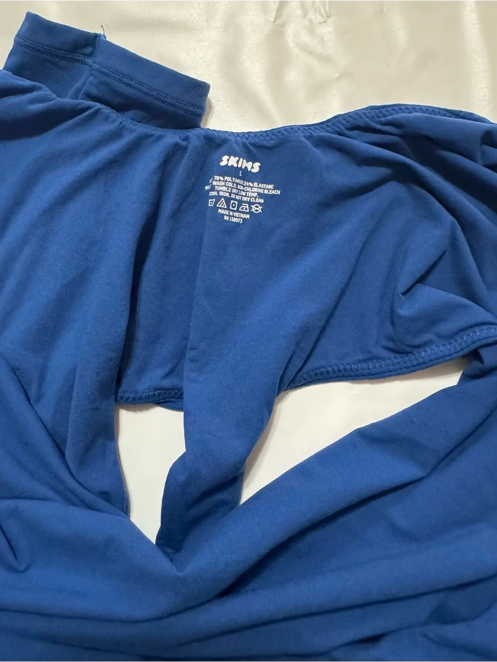 SKIMS Long-Sleeve Royal Blue One-Piece Swimsuit size L